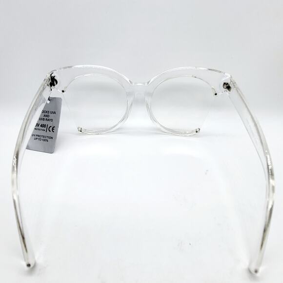 Cat Eye Oversized Clear and Transparent Lightweight Glasses - Picture 2 of 9